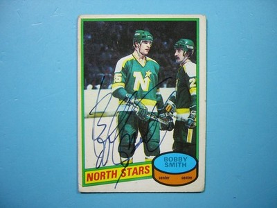 1980/81 O-PEE-CHEE NHL HOCKEY CARD #17 BOBBY SMITH GD AUTO AUTOGRAPH 80/81 OPC