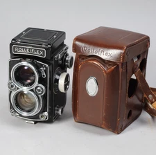 ROLLEIFLEX 2.8D 80MM ZEISS PLANAR & CASE 1955 GERMAN MARKET SHUTTER NEEDS WORK