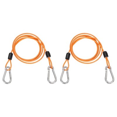 2Pcs 3.3ft (39.4'') Security Steel Cable with Snap Hook for Travel, Clear Orange