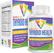 Thyroid support supplement all in one, 14 active ingredients, 180 capsules