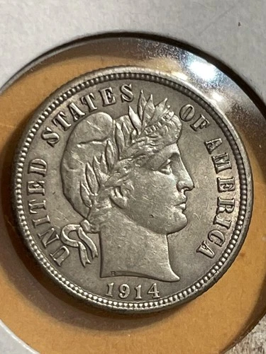 1914 Barber Dime 10 cents  Uncirculated BU mint state