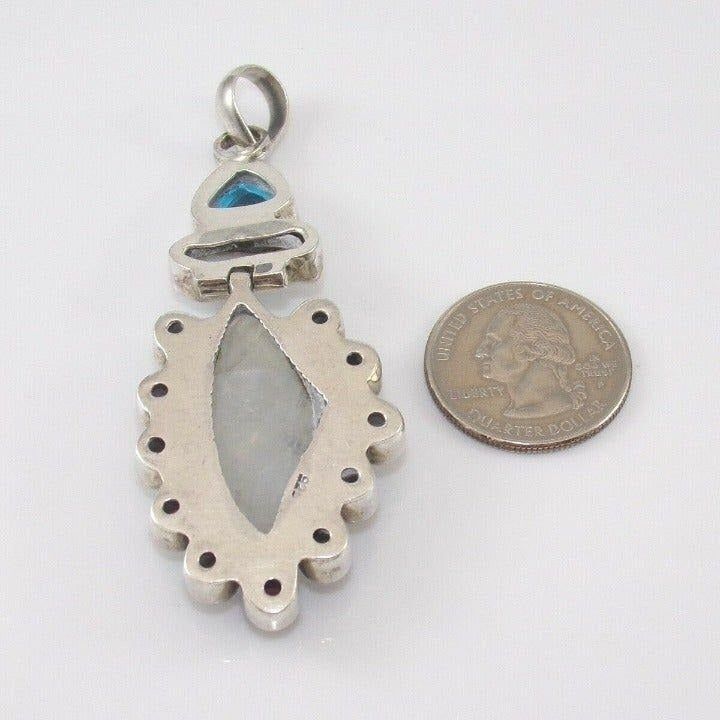 Sterling Silver Moonstone Pearl Blue Stone Pendant eBay