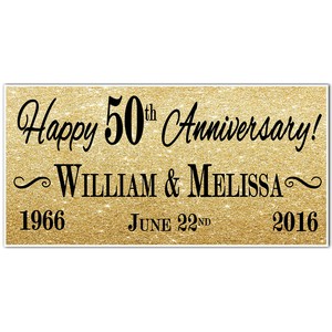 50th Gold Wedding  Anniversary  Banner  Personalized Party 