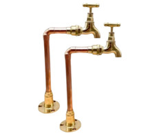 Traditional Copper and Brass Kitchen Belfast Sink Taps, Rustic Style Taps