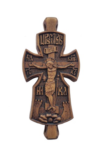 Orthodox Carved Wooden Paramany Cross Crucifix & Rops 6х2.9 cm Light - Picture 2 of 9