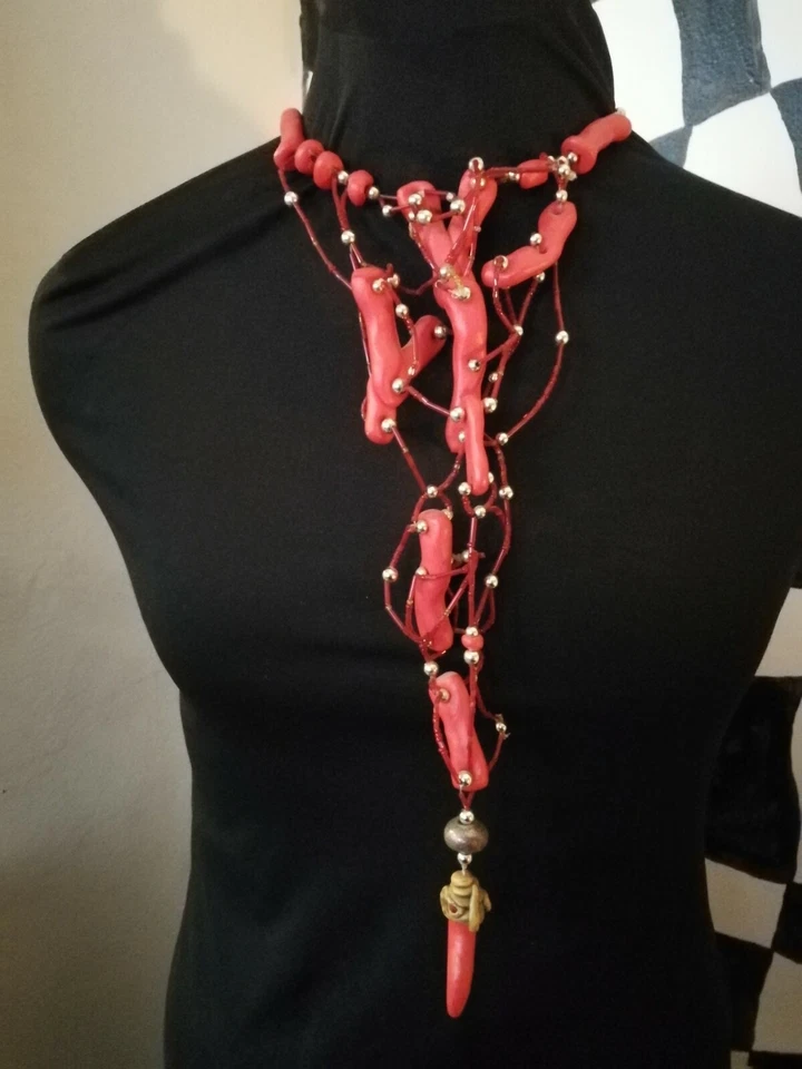 Модные ювелирные изделия роскошь воротник ожерелье бруталист драгоценности художник подпись богемное народное - Изображение 2 из 4