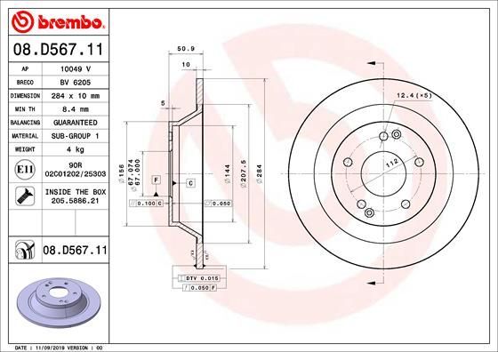 2X Brembo 08.D567.11 Bremsscheibe FüR Ssangyong-image