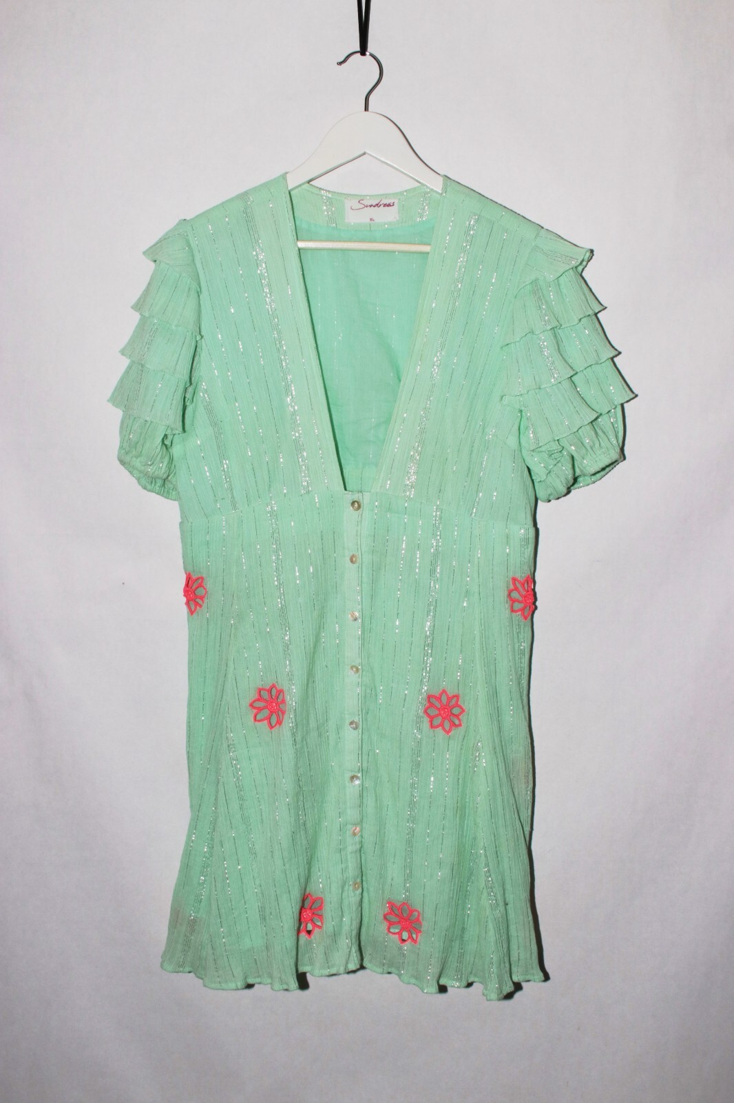 Sundress Brand Cora Dress Green Neon Embroidery R… - image 2