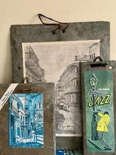 Vintage Slate Tile French Quarter Bourbon Street New Orleans Matching Set 3 Pcs.