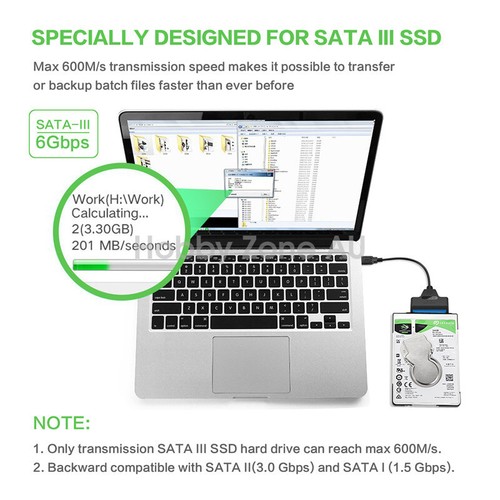 USB 3.0 to SATA 2.5" Hard Drive HDD SSD Adapter Converter Cable 22Pin UASP - Picture 2 of 9