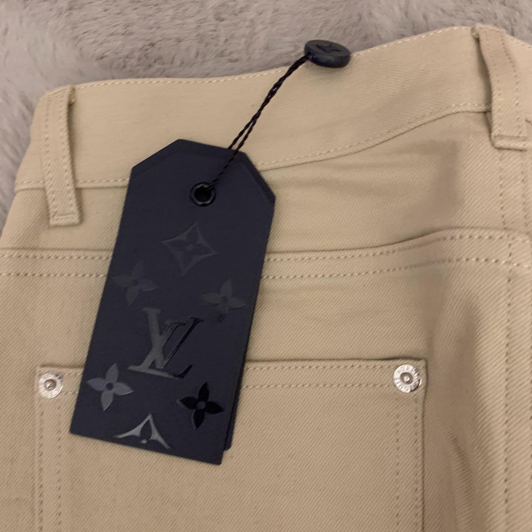 LOUIS VUITTON Stretch Straight Pants 27 Beige Auth Men New Unused 