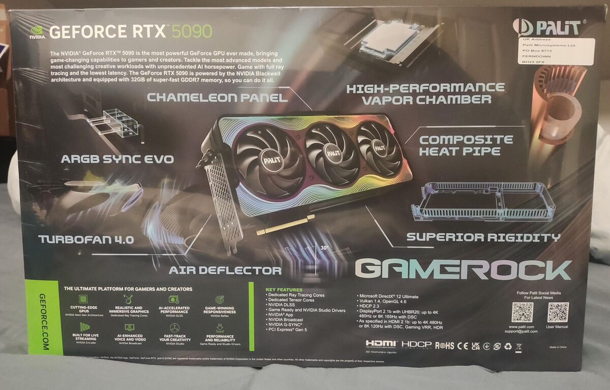 Palit GeForce RTX 5090 GameRock 32GB GDDR7 PCI-Express Palit GeForce RTX 5090 GameRock 32GB GDDR7 PCI-Express