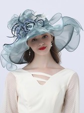 Kentucky Derby Fascinator Hat For Women Laides Elegant Wide Brim Flower Tea Hats