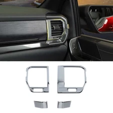 Chrome Center Dashboard Side AC Air Vent Outlet Cover Trim For Ford F150 2021+ 