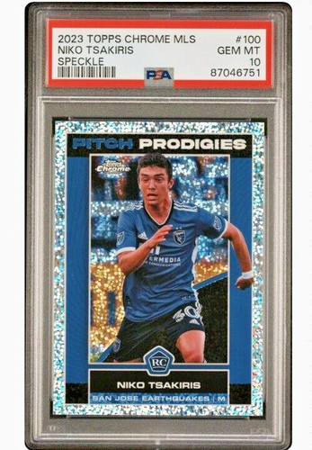 2023 Topps Chrome MLS Niko Tsakiris #100 PP RC Speckle PSA 10 Pop 1 Rookie
