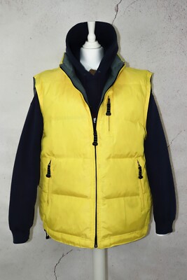 GAP Vintage Yellow/Gray Reversible Down Puffer Waistcoat Vest Size