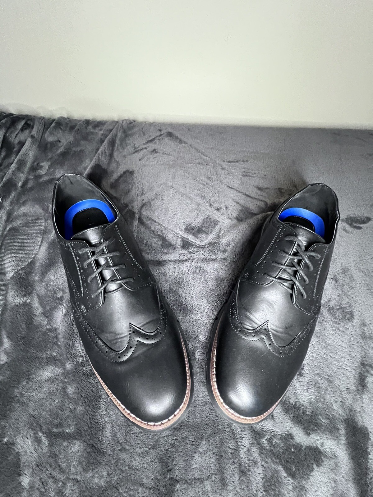 SAOLA Nine West scarpe vestibili da uomo nere con wingtip taglia 13