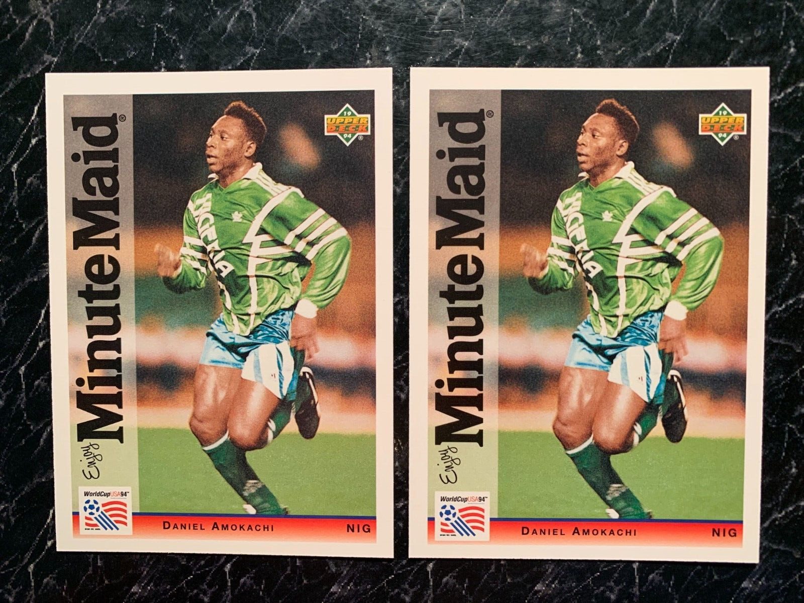 DANIEL AMOKACHI 1994 Upper Deck World Cup Soccer Minute Maid #9 NIGERIA LOT of 2