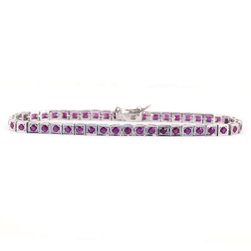 10 Ct Natural Ruby Tennis Bracelet 925 Solid Sterling Silver