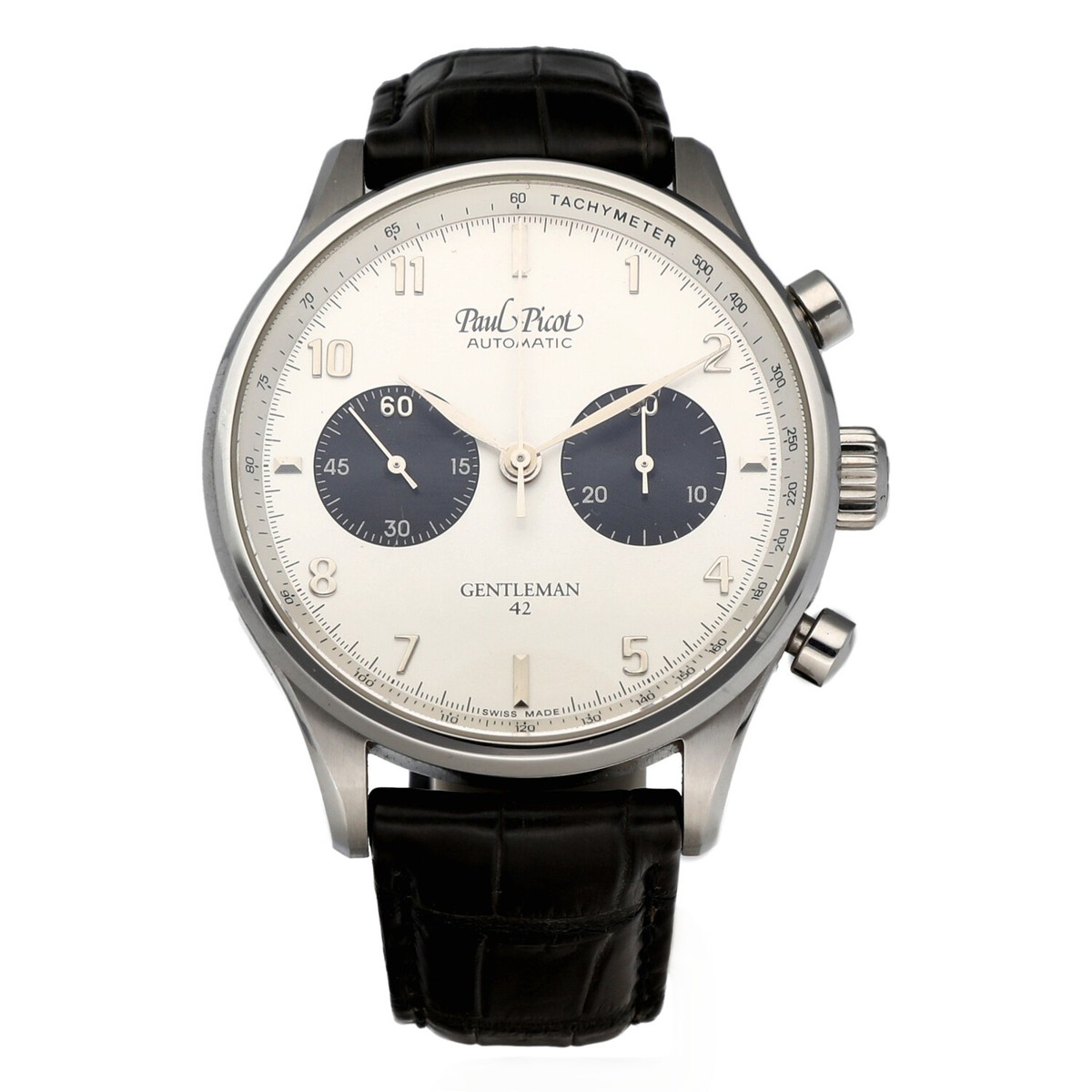 Paul Picot GENTLEMAN 自動巻き クロノグラフ Paul Picot Gentleman 4109 Chronograph Steel 42 mm Leather