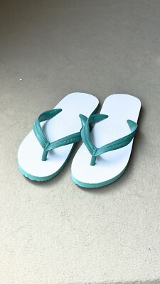 Green Thai Durable Rubber Made Plain White Flip Flop Sandal Adult Shoes  - Main Image