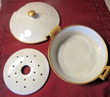 MULTI PURPOSE 1930 3 Pc LIDDED SERVING  BOWL w/protective interior, 10K accented