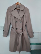 Double Breasted Soft Wool Feel Coat Ivory By Soon, Size M