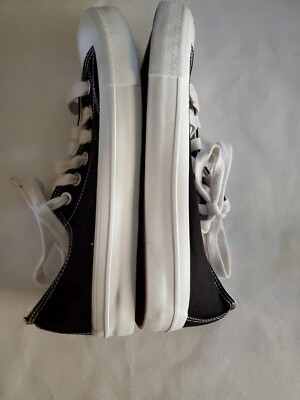 No Boundaries Men's Black/White Canvas Low Sneakers Shoes
