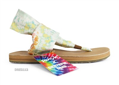 Sanuk x Grateful Dead Sling ST Tie Dye Leather Sandals Womens Size
