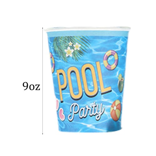10Pcs/ Set Hawaiian Beach Party Paper Supplies Tableware Swimming Pool - Picture 3 of 15