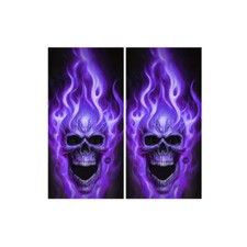 Deep Flames Purple Skulls Cornhole Board Wraps ONLY Fire Horror Vinyl Decal 2 Pk