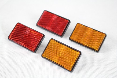 Bolt On Red&Amber Reflector Rectangle Side Marker Universal For Motorcycle ATV - Picture 5 of 12
