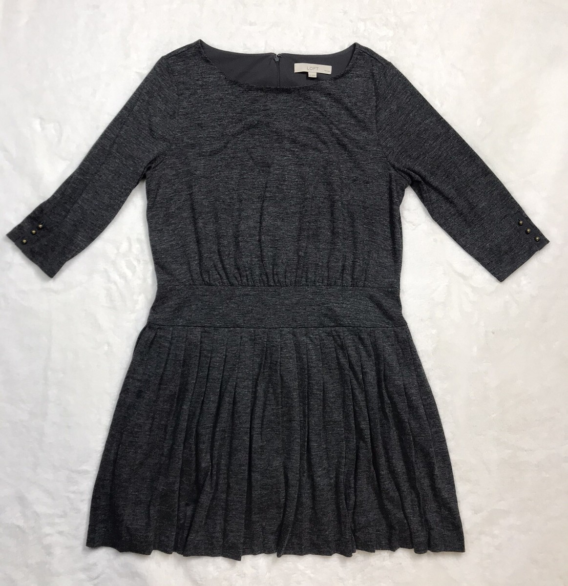 Ann Taylor Loft Petites Rayon Blend Pleated Dress Heather Gray 12P Drop Waist | eBay Ann Taylor Loft Petites Rayon Blend Pleated Dress Heather Gray 12P Drop Waist | eBay