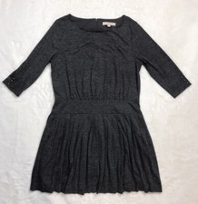 Ann Taylor Loft Petites Rayon Blend Pleated Dress Heather Gray 12P Drop Waist ￼￼