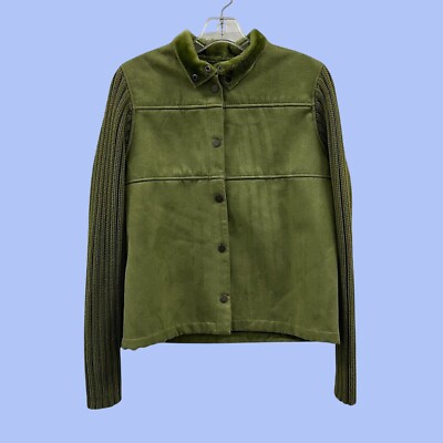 Vintage Y2K eStudio Soft Fuzzy Knit Sweater Sleeve Snap Up Collared Jacket Small