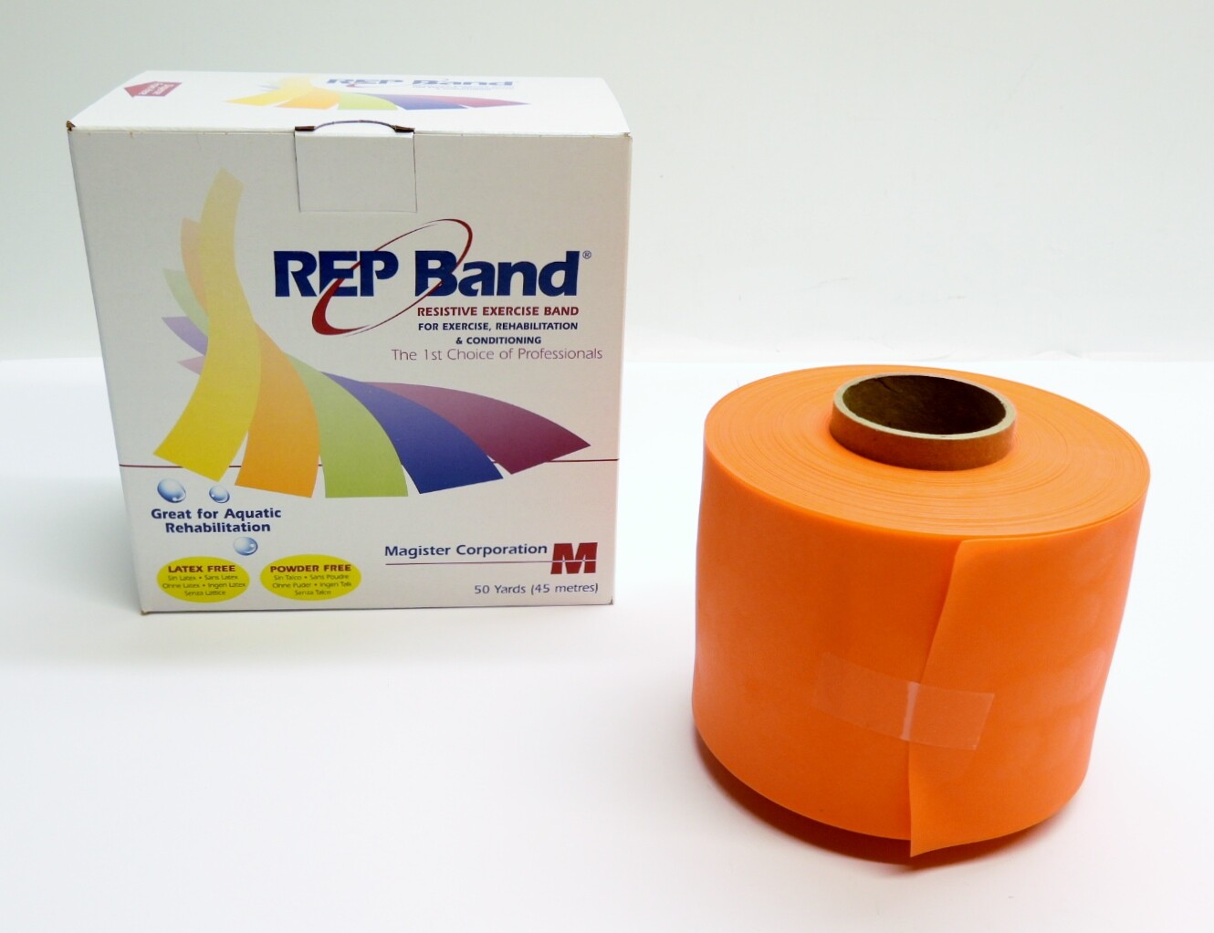 REP Band Resistive Exercise Rehab Conditioning Band, ORANGE LEVEL 2, 50 Yards, 0