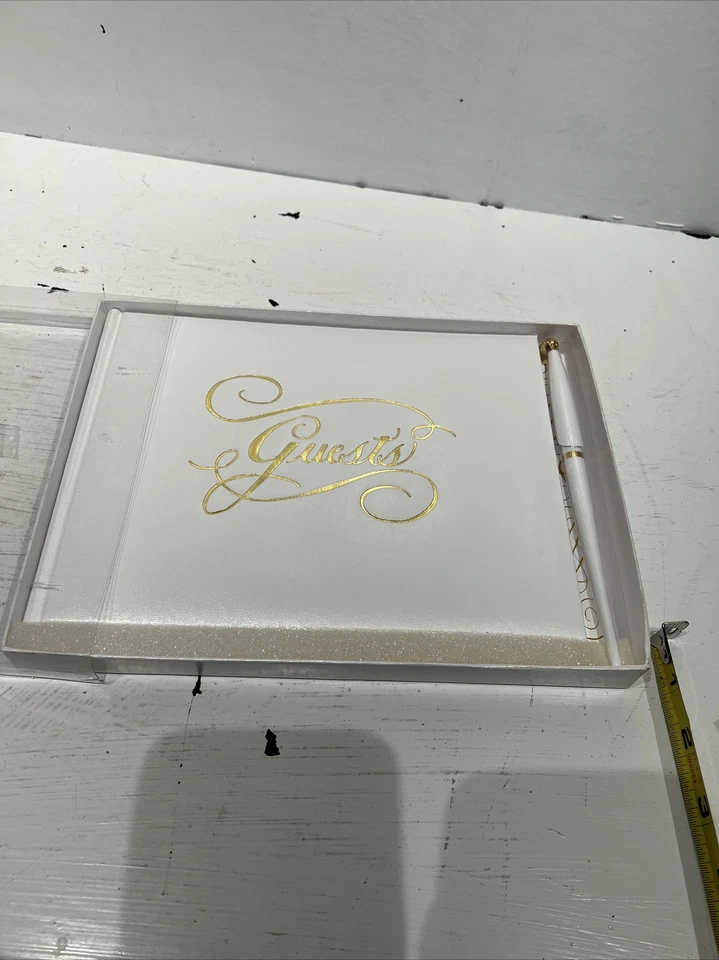 CR Gibson Gold Guest Book With Pen, Ivory and Gold, 9-3/4-Inch by 7-3/4 Inch - Image 4 of 4