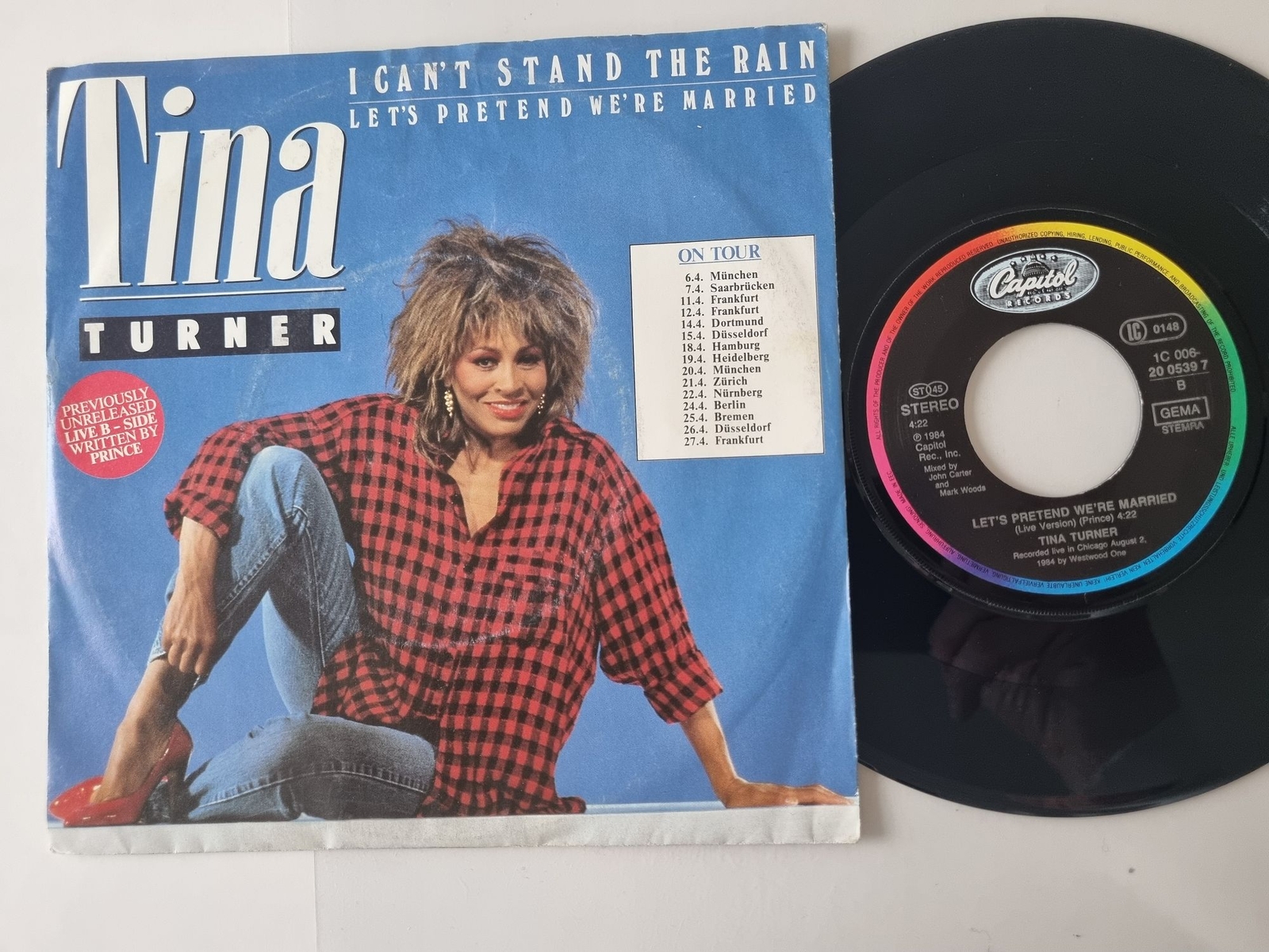 Tina Turner - I Can't Stand The Rain 7'' Vinyl Germany/ B= CV Prince!