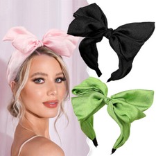 Women Large Bowknot Hairband Solid Color Wide Brimmed Head Hoop Hair Accessories