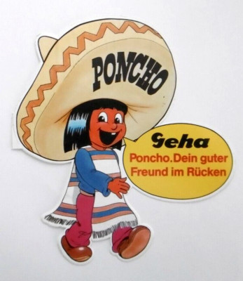 Werbe-Aufkleber Geha Poncho Schultasche Ranzen Dein guter Freund im Rücken 80er