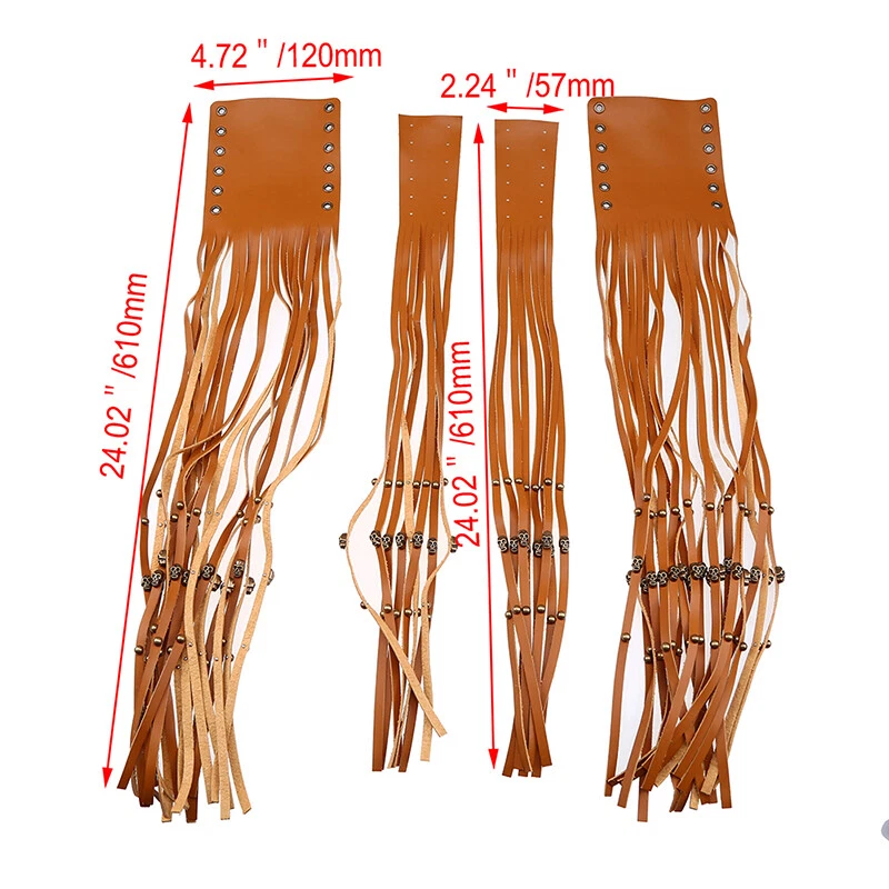 2X Motorcycle Tassel Fringe Handlebar Hand Grip Covers Universal Fit For Harley - Image 3 of 4