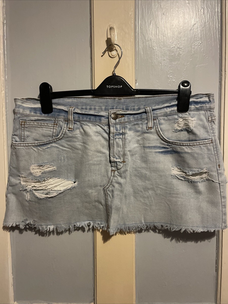 Topshop Mini Light Blue Denim Skirt Size 14 UK