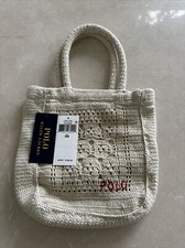 Nwt Polo  Ralph  Lauren  Off White Macrame Woven  Bag Purse. $198.