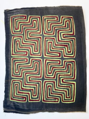 KUNA PANAMA Geometrisches MOTIV MOLA Lateinamerikanisch Original VOLKSKUNST Quilt Textil - Bild 3 von 11