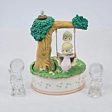 Precious Moments Music Box 1988 Love Is Kind+1990 Lead Crystal Nativity