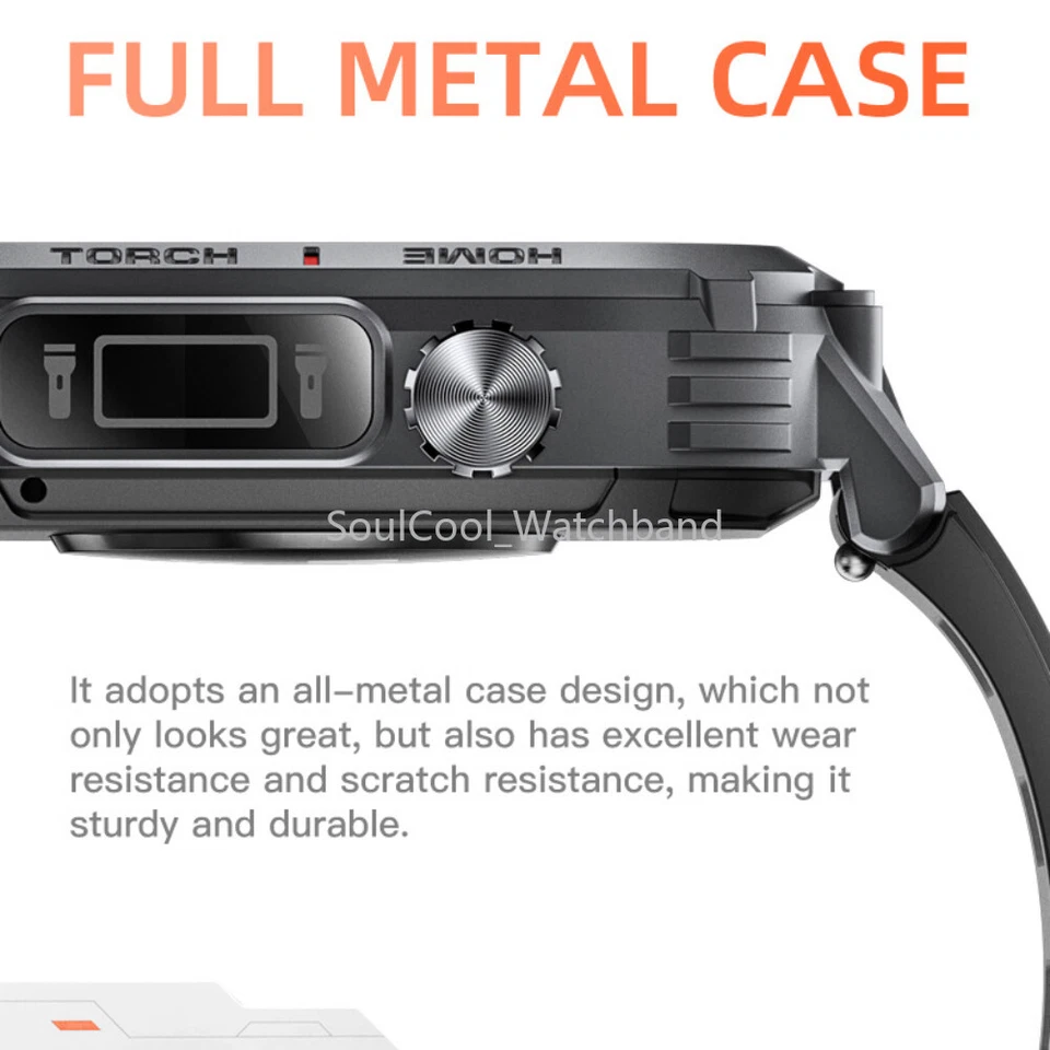 Military Smart Watch for Men (Call Receive/Dial) Rugged Tactical Fitness Tracker - Image 3 of 4