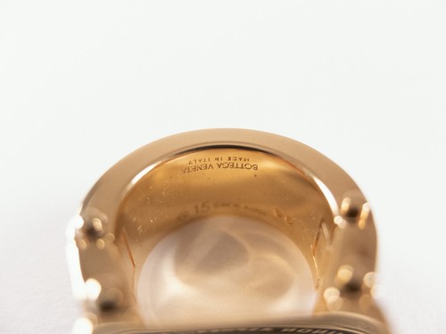 BOTTEGA VENETA Bolt green & gold plated silver chunky ring 7 US / 15 IT designer - Picture 7 of 9