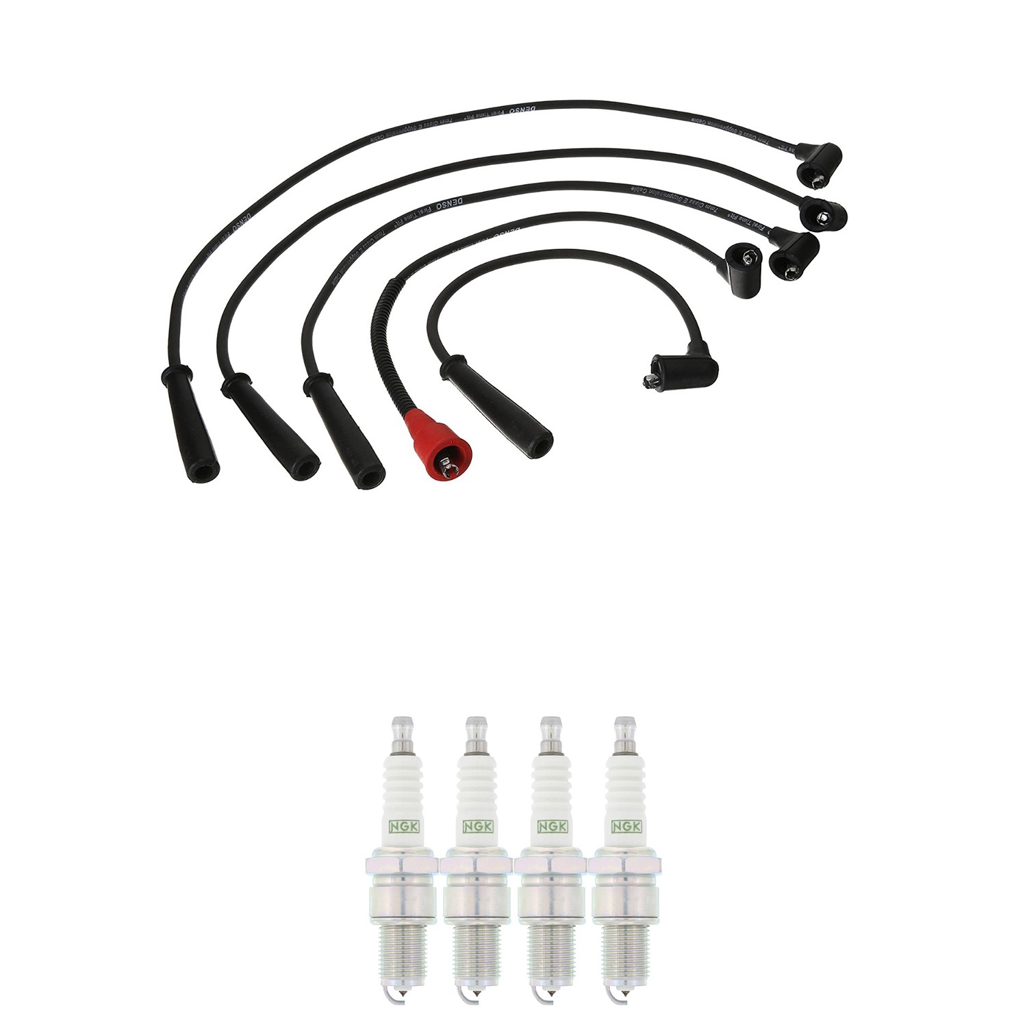 Denso Ignition Wires and NGK Spark Plugs Kit for Subaru Standard 86-87 1.6L H4