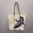 Sea Bags Medium Blue Herron Tote with hemp handles and cell phone pocket