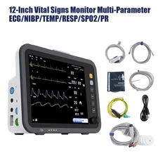 12-Inch Patient Vital Signs Monitor Multi-Parameter ECG/NIBP/TEMP/RESP/SPO2/PR